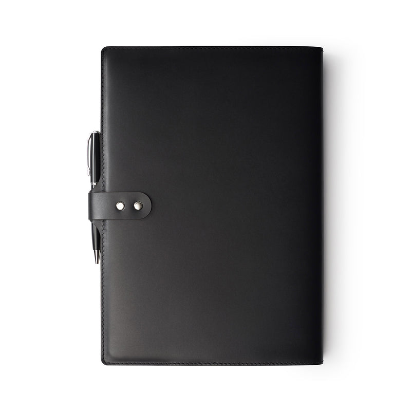 Personalized Black Leather A4 Notebook and Pen Reverse
