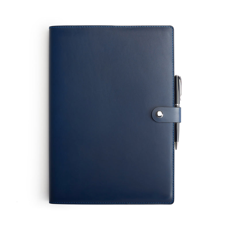 Personalized Navy Leather A4 Notebook