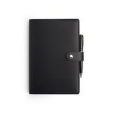 Personalised Black Leather A5 Notebook + Pen by CarveOn Ireland