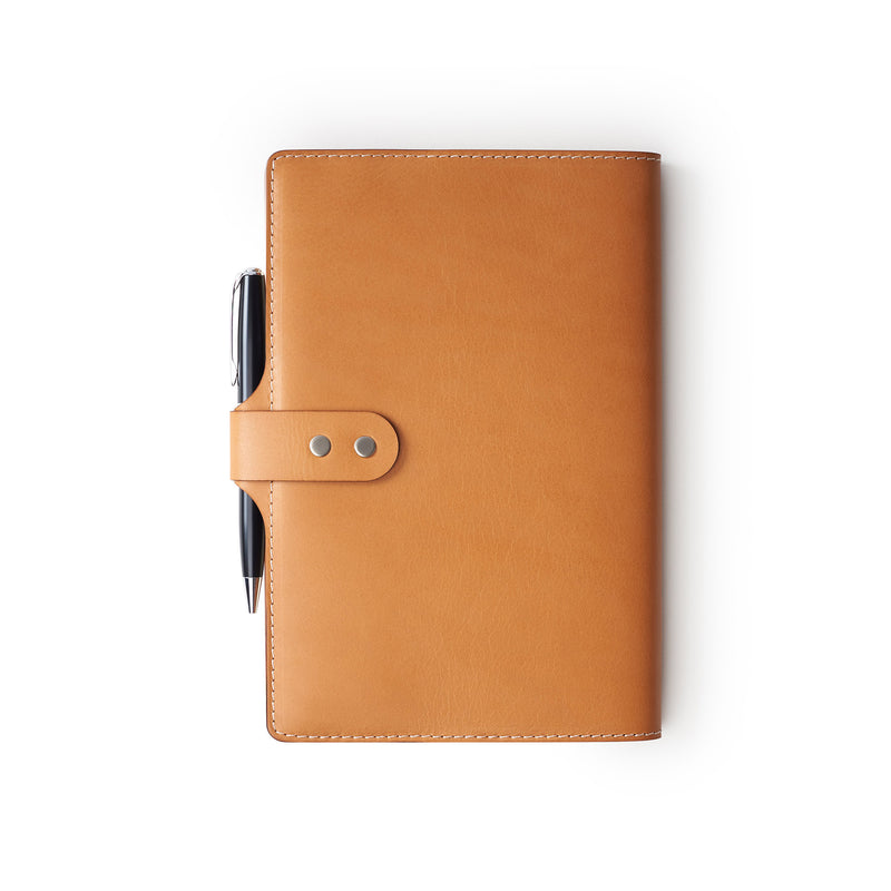Personalised Tan Leather A5 Notebook + Pen by CarveOn
